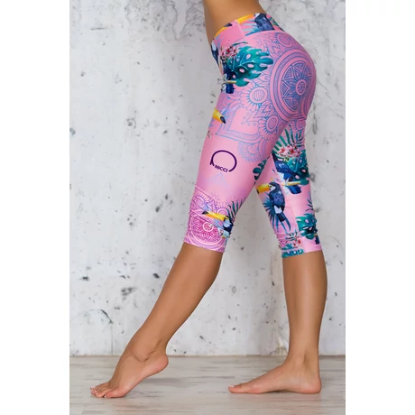 Nicci Pink Toucan capri leggings